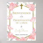 Presentación 3 años Welkomstbord Butterflys Roze Poster (Voorkant)