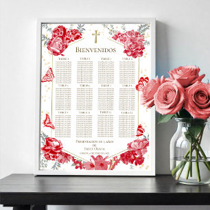 Presentación 3 años zitplaatsen kaart teken vlinde poster