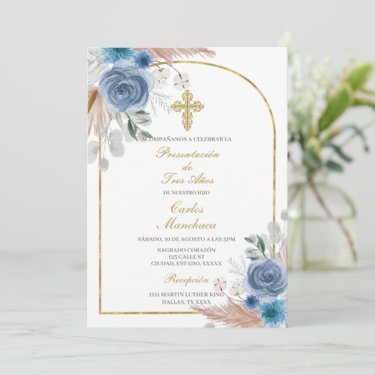 Presentación de tres años kaart (Staand voorkant)