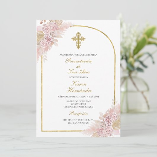 Presentación de tres años kaart (Staand voorkant)