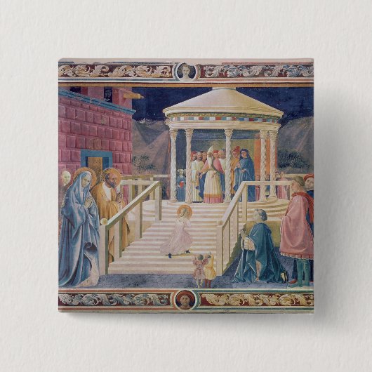 Presentatie van de blote Maagd Mary Vierkante Button 5,1 Cm (Voorkant)