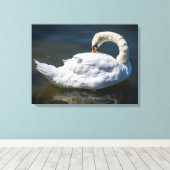 Presenteren witte zwaan uitzicht canvas print (Insitu (Houten vloer))