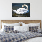 Presenteren witte zwaan uitzicht canvas print (Insitu (Slaapkamer))
