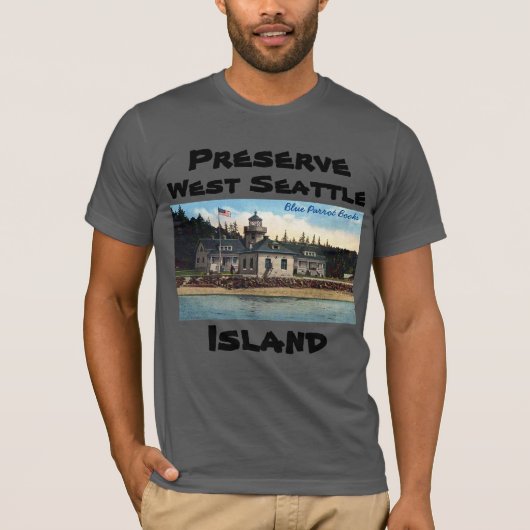 Preserve West Seattle Island Alki Point vuurtoren T-shirt (Voorkant)