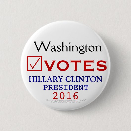 President 2016 van Washington Votes Hillary Clinto Ronde Button 5,7 Cm (Voorkant)