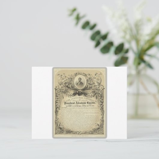 President abe lincoln inauguratio briefkaart (Staand voorkant)