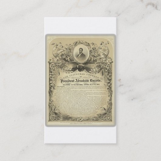 President abe lincoln inauguratio visitekaartje (Voorkant)