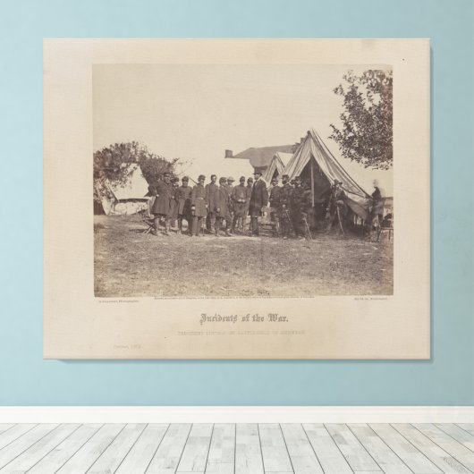 President Abe Lincoln over het slagveld Antietam Canvas Afdruk (Insitu (Houten vloer))