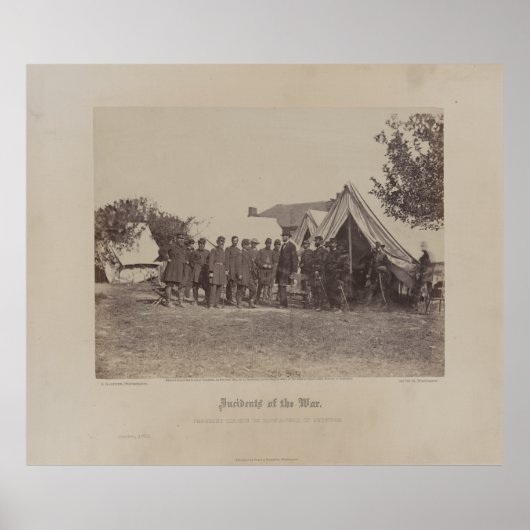 President Abe Lincoln over het slagveld Antietam Poster (Voorkant)