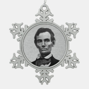 President Abe Lincoln Tin Sneeuwvlok Ornament