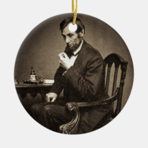 PRESIDENT ABRAHAM LINCOLN 1862 STEREOVIEW KERAMISCH ORNAMENT