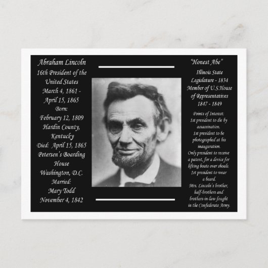 President Abraham Lincoln Briefkaart (Voorkant)