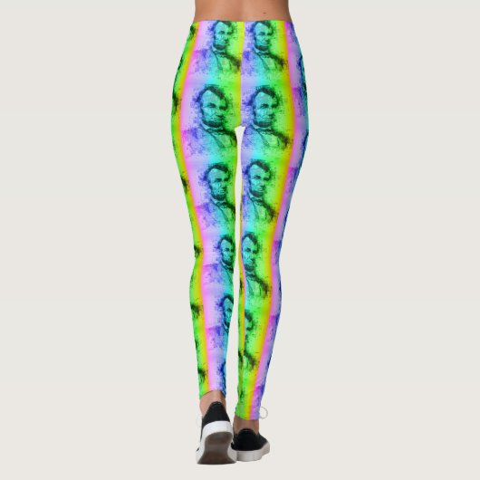 President Abraham Lincoln Funny Rainbow Typography Leggings (Achterkant)