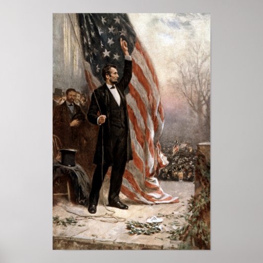 President Abraham Lincoln geeft een toespraak Poster (Voorkant)