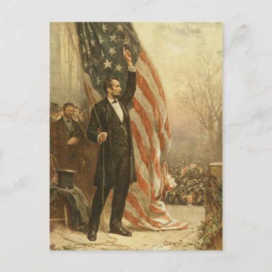 President Abraham Lincoln onder Amerikaanse vlag Briefkaart (Voorkant)