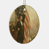 President Abraham Lincoln onder Amerikaanse vlag Keramisch Ornament (Rechts)