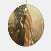 President Abraham Lincoln onder Amerikaanse vlag Keramisch Ornament (Links)