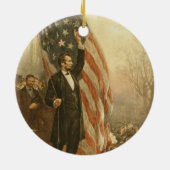 President Abraham Lincoln onder Amerikaanse vlag Keramisch Ornament (Achterkant)