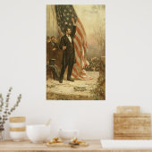 President Abraham Lincoln onder Amerikaanse vlag Poster (Keuken)