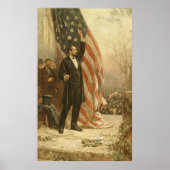 President Abraham Lincoln onder Amerikaanse vlag Poster (Voorkant)