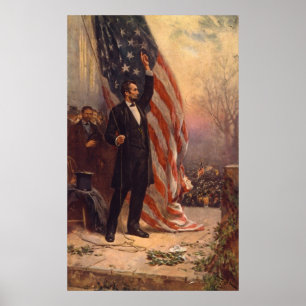 President Abraham Lincoln onder Amerikaanse vlag Poster
