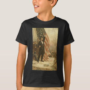 President Abraham Lincoln onder Amerikaanse vlag T-shirt