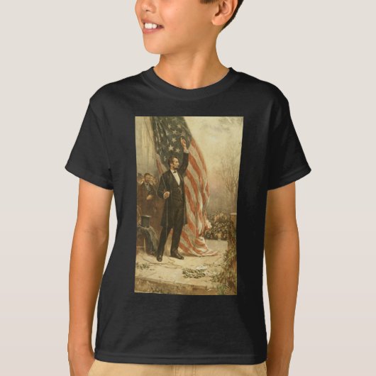 President Abraham Lincoln onder Amerikaanse vlag T-shirt (Voorkant)