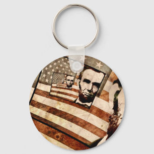 President Abraham Lincoln Patriotic Flag Sleutelhanger