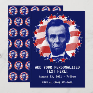 President Abraham Lincoln Stars and Stripes Uitnod Kaart