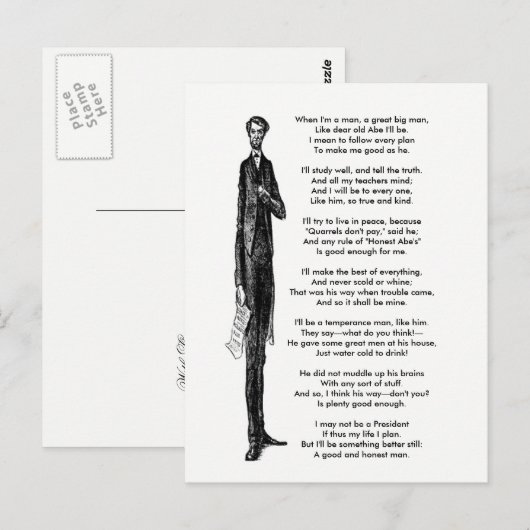 President Abraham Lincoln Tribute  gedicht Briefkaart (Voorkant / Achterkant)