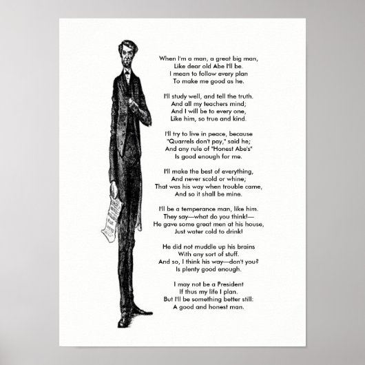 President Abraham Lincoln Tribute  gedicht Poster (Voorkant)