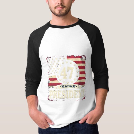 President Amerikaanse vlag 47 Harris Walz T-shirt (Voorkant)