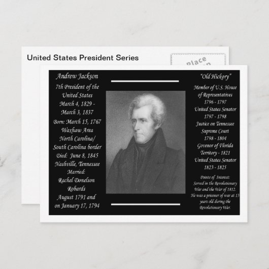 President Andrew Jackson Briefkaart (Voorkant / Achterkant)