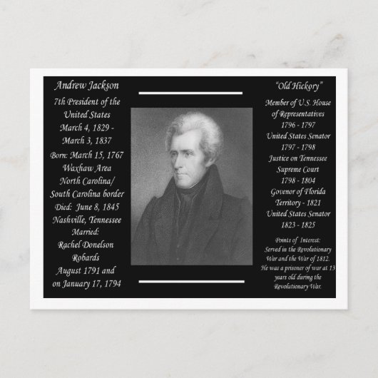 President Andrew Jackson Briefkaart (Voorkant)