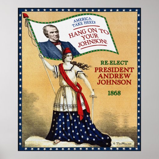 President Andrew Johnson 1868 Herverkiezing Poster (Voorkant)