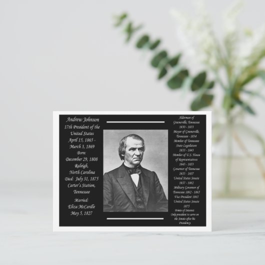 President Andrew Johnson Briefkaart (Staand voorkant)