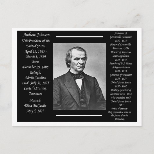 President Andrew Johnson Briefkaart (Voorkant)