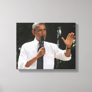 President Barack beantwoordt vragen over de situat Canvas Afdruk