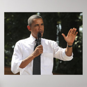 President Barack beantwoordt vragen over de situat Poster