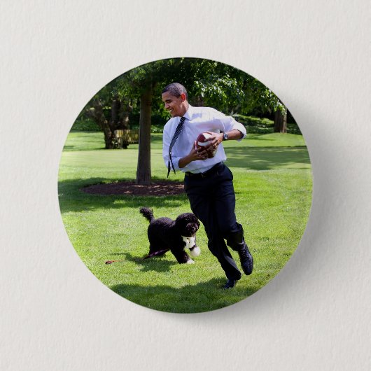 President Barack & Bo Obama Ronde Button 5,7 Cm (Voorkant)