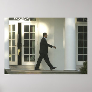 President Barack in diepe gedachten terwijl hij lo Poster