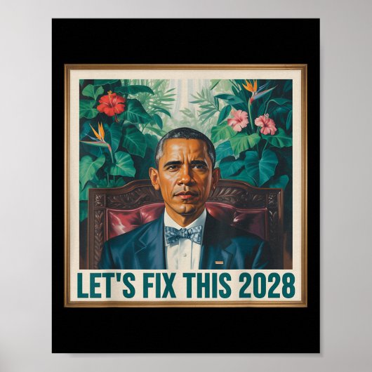 President Barack Obama 2028 Rtrait Patriotic Democ Poster (Voorkant)
