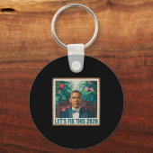 President Barack Obama 2028 Rtrait Patriotic Democ Sleutelhanger (Voorkant)