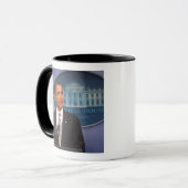 President Barack Obama doet een aankondiging Mok (Voorkant links)