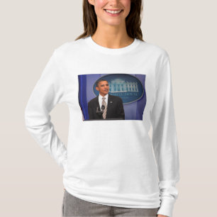 President Barack Obama doet een aankondiging T-shirt
