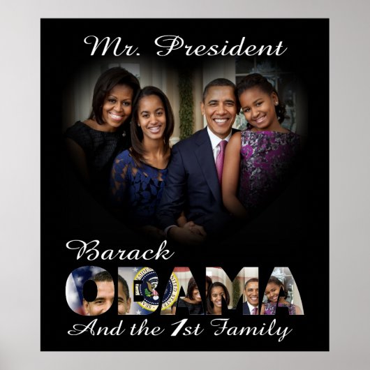 President Barack Obama en de eerste familie Poster (Voorkant)