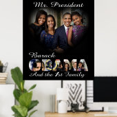 President Barack Obama en de eerste familie Poster (Thuiskantoor)
