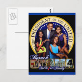 PRESIDENT BARACK OBAMA EN FAMILIE BRIEFKAART (Voorkant / Achterkant)