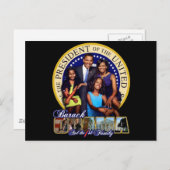 PRESIDENT BARACK OBAMA EN FAMILIE BRIEFKAART (Voorkant / Achterkant)