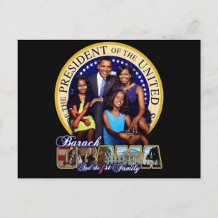 PRESIDENT BARACK OBAMA EN FAMILIE BRIEFKAART